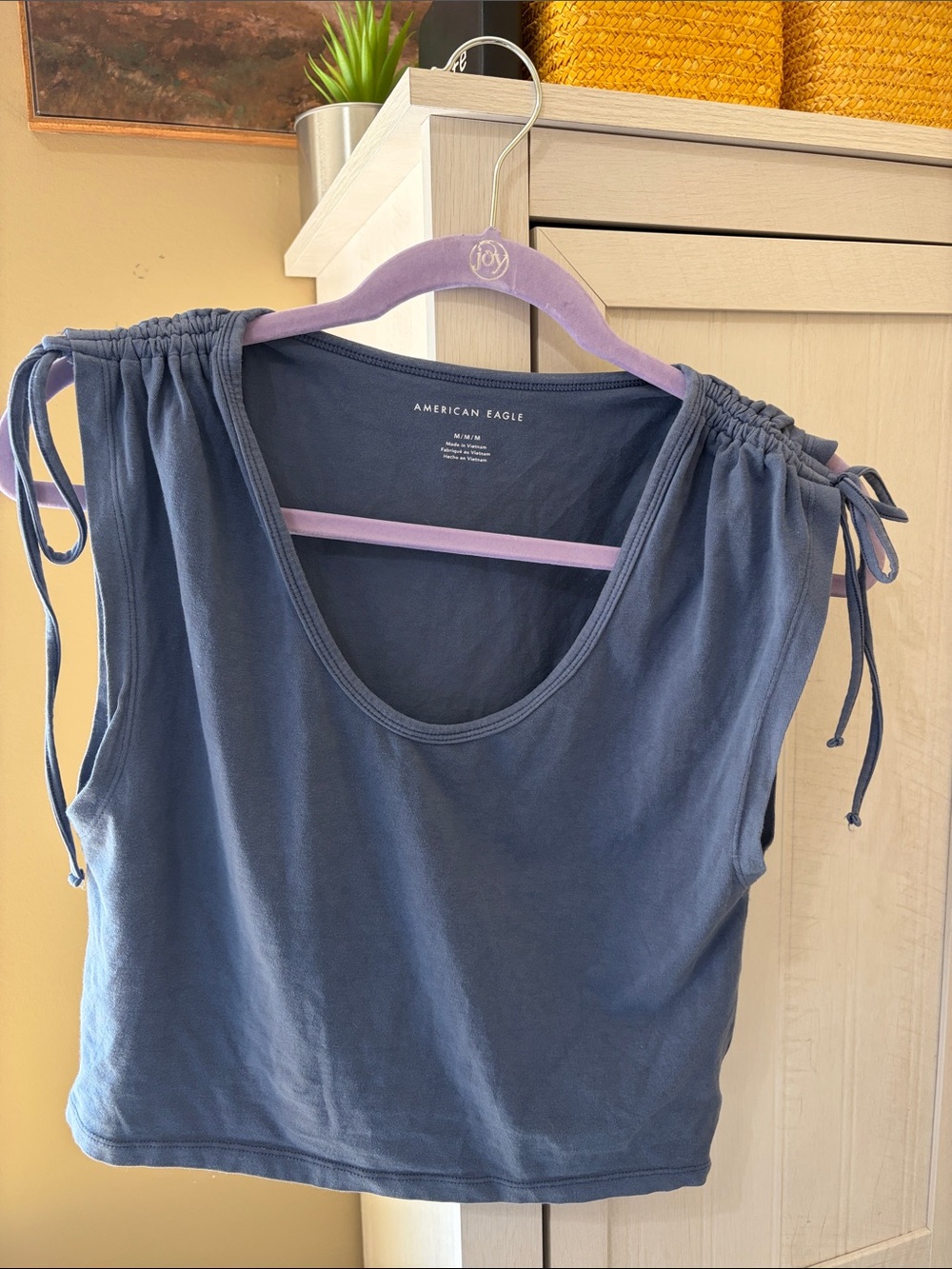 American Eagle Outfitters Blue Tie-Shoulder Tank